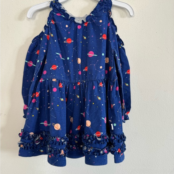 Rosie Pope Baby Girl Planet Cold Shoulder Dress, Solar System, Size 24M - Picture 2 of 5